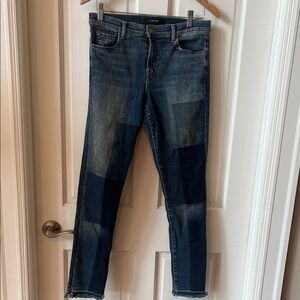 J Brand Women's Blue Patchwork Mid Rise Skinny Jeans